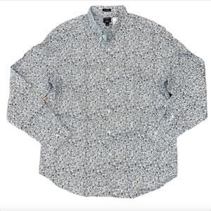 NWT J. Crew Men's Navy & White Floral Flex Washed Long Sleeve Shirt - SIZE LARGE